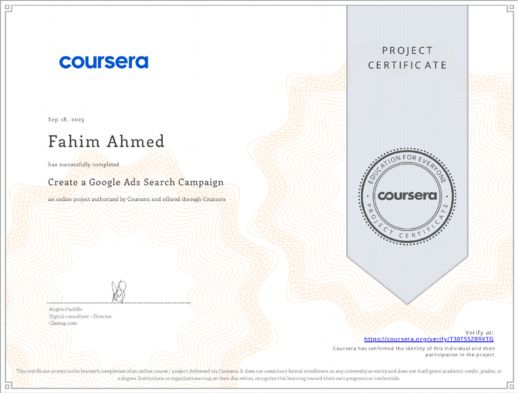 Create a Google Ads Search Campaign Certificate