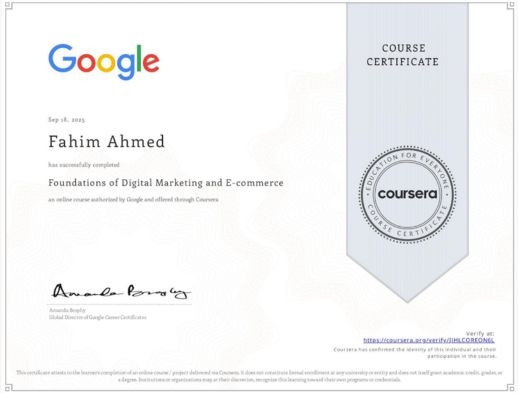 Foundations of Digital Marketing and E-commerce Certificate