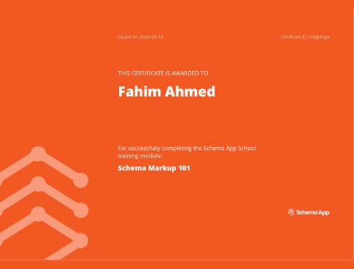 Schema Markup 101 Certificate